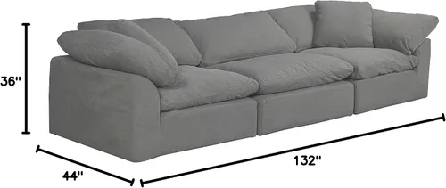 Vista 3 de Sunset Trading Cloud Puff - Sofá modular de 3 piezas, color gris