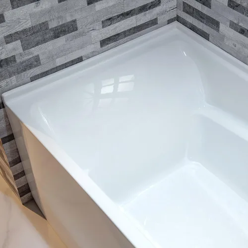 Vista 6 de WOODBRIDGE Bañera rectangular de acrílico de 60 pulgadas en blanco con drenaje derecho, drenaje desplegable de níquel cepillado incluido BA6030R