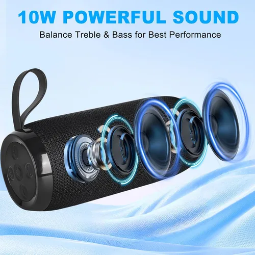 Vista 2 de Altavoz Bluetooth portátil pequeño, sonido estéreo fuerte de 10 W, altavoz inalámbrico pequeño para exteriores, emparejamiento TWS, BT5.3