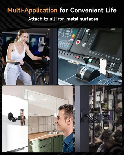 Vista 7 de Soporte magnético para teléfono para gimnasio – Soporte de teléfono de gimnasio resistente con fuerte fuerza magnética, se fija a superficies