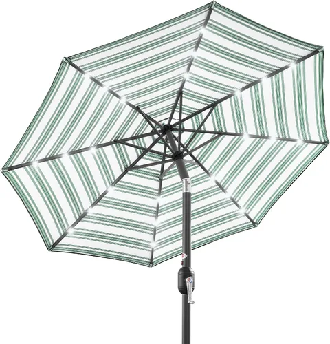 Vista 36 de Best Choice Products Sombrilla de Patio Solar de Poliéster con Luz LED de 10 pies con Ajuste de Inclinación y Tela Resistente a los Rayos UV - Gris