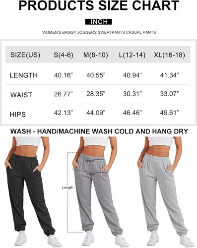 Vista 6 de ANRABESS Pantalones deportivos holgados de cintura alta para mujer, pantalones deportivos con parte inferior de cincha