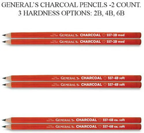 Vista 2 de General's - Paquete de lápices de carbón: 2B mediano, 4B suave, 6B extra suave, serie 557, 12 lápices cada caja, total de 36 lápices para clases