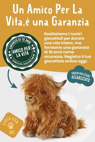 Vista 6 de Living Nature Highland Cow - Animal de peluche marrón Juguete de granja de felpa de primera calidad Regalo de juguete suave para niños