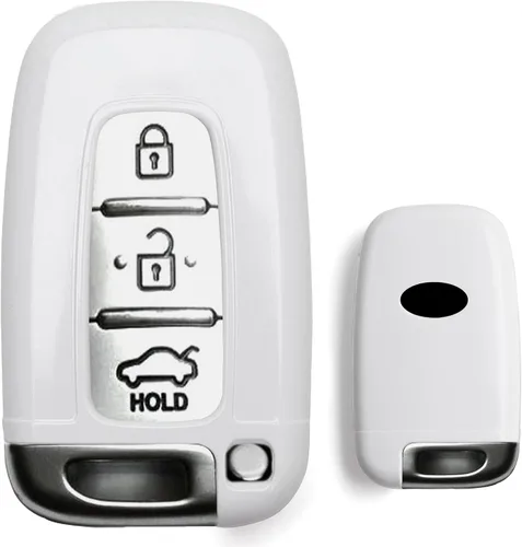 Vista 10 de iJDMTOY - Carcasa para llavero con patrón de fibra de carbono, color negro brillante, compatible con Hyundai Veloster, Sonata, Elantra, Genesis, Kia