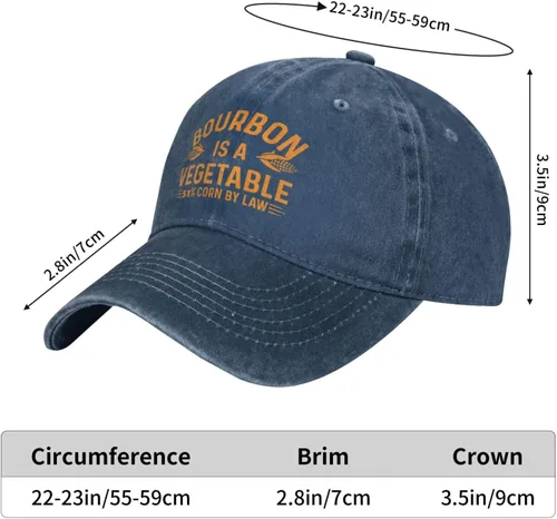 Vista 3 de Funny Hat Bourbon is A Vegetable 51% Corn by Law Hat Men Baseball Cap with Design Hats
