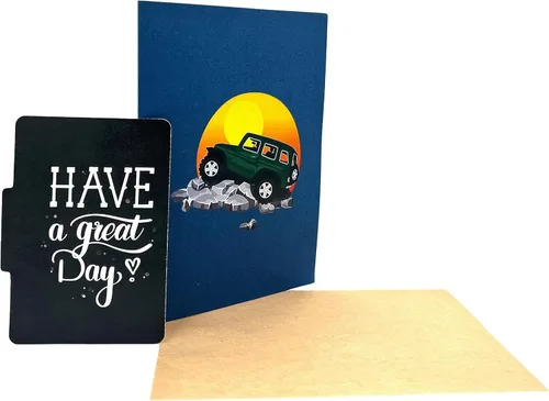 Vista 7 de Tarjeta de felicitación desplegable, de aventura todoterreno, todoterreno, SUV, amante de Jeep, tarjeta de naturaleza, viaje por carretera