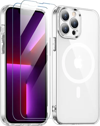 Vista 155 de SPIDERCASE Funda magnética translúcida diseñada para iPhone 11, con 2 protectores de pantalla de vidrio templado, antihuellas, para iPhone 11 de 6.1