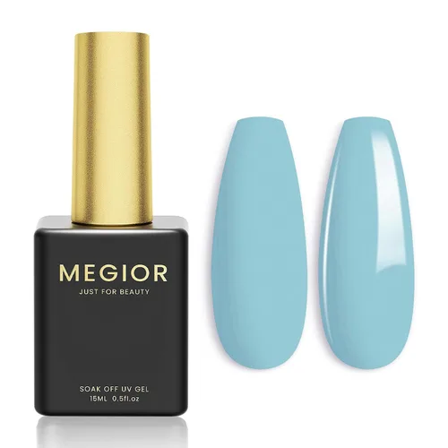 Vista 15 de MEGIOR Esmalte de uñas de gel azul de 0.5 onzas líquidas, color azul grisáceo, lámpara LED UV, esmalte de gel para manicura y pedicura