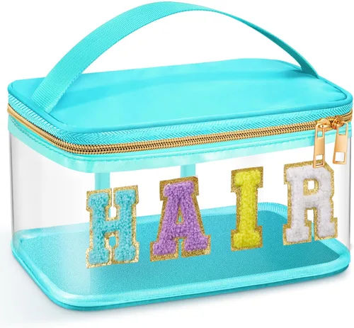Vista 17 de Geetery Bolsa de Letras de Chenilla, Estuches de Viaje Meds Cheer Regalos para Porristas Bolsa de Cosméticos Maquillaje de Nylon Portátil Preppy