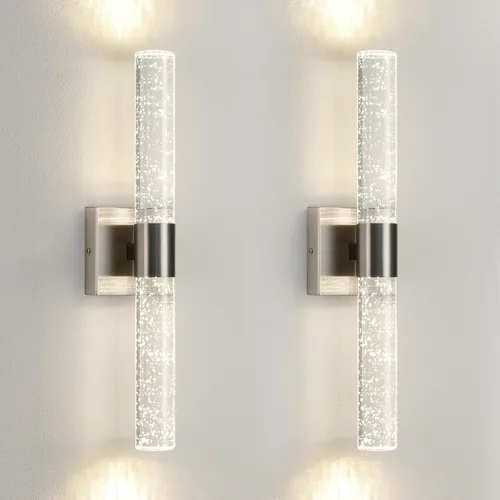 Vista 14 de Juego de 2 apliques de pared dorados que funcionan con pilas, juego de 2 apliques de pared inalámbricos recargables con control remoto, moderna
