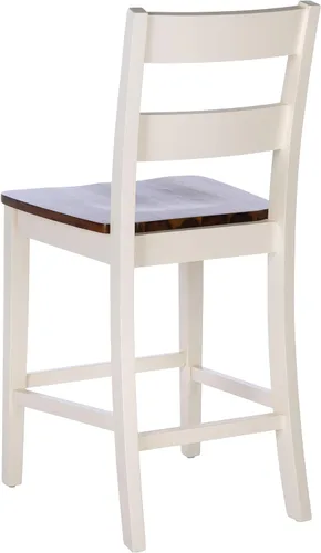 Vista 6 de SAFAVIEH Home Collection Izzy Taburete blanco y natural de 24 pulgadas (juego de 2)