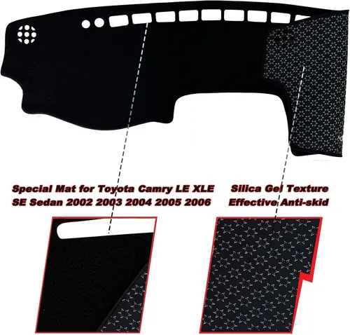 Vista 2 de Alfombrilla para Salpicadero Cubierta Interior Protector de Tablero Compatible con Toyota Camry LE XLE SE Sedán 2002 2003 2004 2005 2006 Alfombrilla