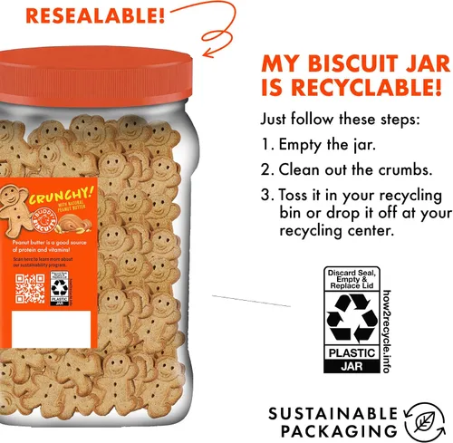 Vista 6 de Buddy Biscuits Golosinas crujientes para perros medianos, mantequilla de maní, tarro de 20 onzas (paquete de 2)