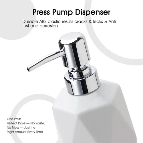 Vista 2 de Dispensador de jabón FE, dispensador de loción de rombo de cerámica de 400 gr / 13.5 oz, dispensador de jabón para cocina, baño y baño