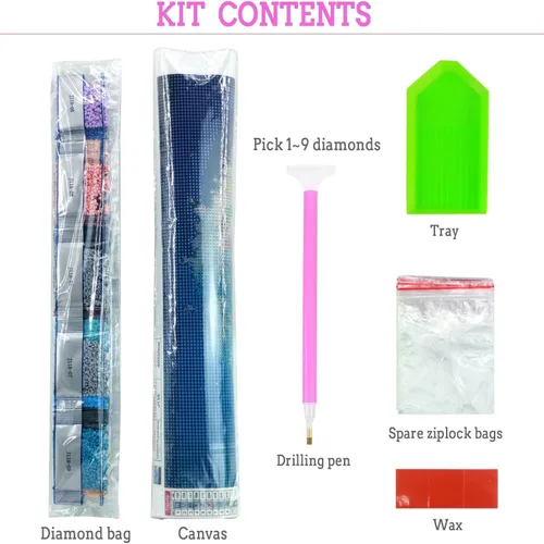 Vista 5 de FemGe Kits de pintura de diamantes 5D para adultos, flores de mariposa rosadas, círculo completo, kit de arte de diamantes para principiantes, kits