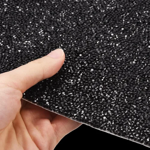 Vista 4 de MECCANIXITY Calcomanías de diamantes de imitación, 9.45 x 63 pulgadas, calcomanías de decoración de resina autoadhesivas y brillantes, color negro