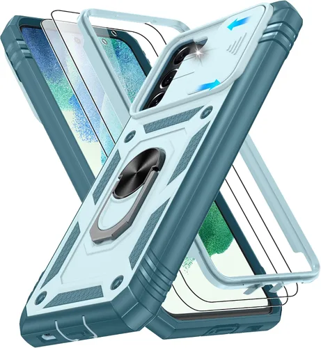Vista 96 de Gritup Funda para Google Pixel 6 con cubierta deslizante para cámara y protector de pantalla (2 unidades), soporte de anillo giratorio 360°, funda