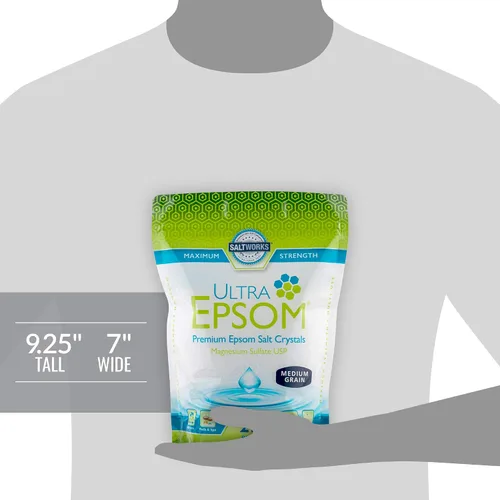 Vista 5 de SaltWorks Ultra Epsom - Sal de baño premium, grano medio, bolsa de 2 libras
