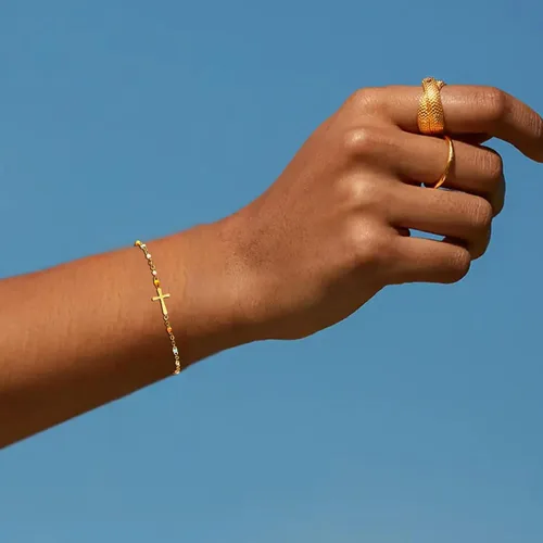Vista 7 de ZLLOO Gold Plated Cross Bracelet - Christian Religious Jewelry, Confirmation Gifts for Women Girls Sister Daughter Friends