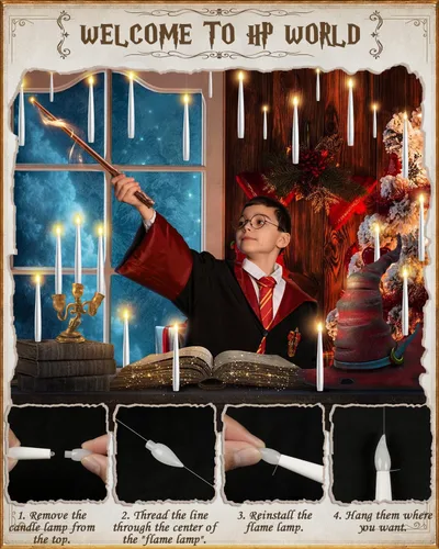 Vista 8 de Velas flotantes con varita, 10 unidades, velas mágicas colgantes de Navidad, velas cónicas sin llama con control remoto, luces flotantes, regalos