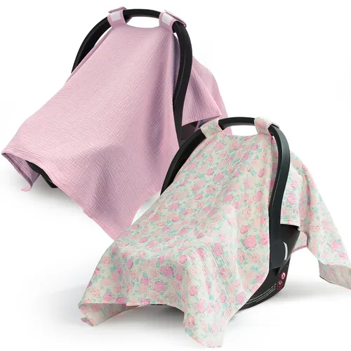 Vista 17 de Fundas de asiento de automóvil 100% muselina de algodón para bebés, funda universal para asiento de automóvil de bebé, cubierta de asiento