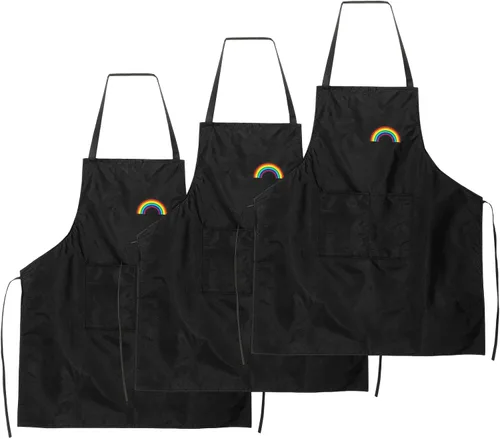 Vista 17 de HARFINGTON Delantal de cocina unisex para restaurante no ajustable, lavable, con 2 bolsillos