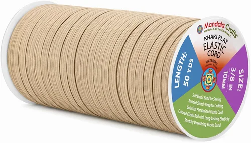Vista 98 de Mandala Crafts 20 yardas 1/2 pulgada 0.472 in bandas elásticas beige