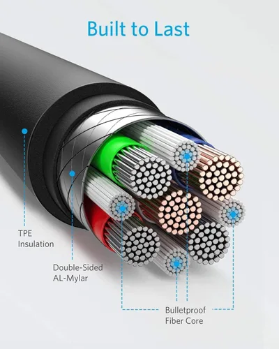 Vista 4 de Cable de carga USB-C tipo C de 6 pies, cable de alimentación USB largo rápido compatible con Samsung Galaxy Note 10 Plus - Galaxy Note 20 - Galaxy