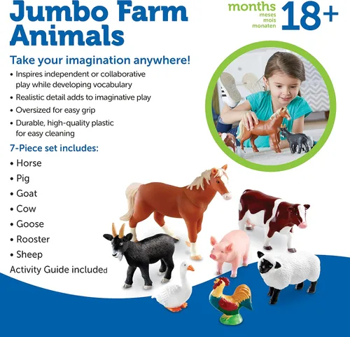 Vista 6 de Learning Resources, Juguetes de animales de granja gigantes, Multicolor