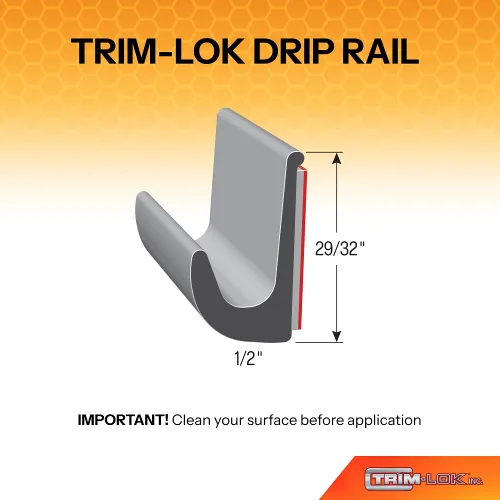 Vista 3 de Trim-Lok Canaleta de goteo, color blanco – 1/2 pulgada de altura, 25 pies de longitud – Canalón de lluvia de PVC para coches, furgonetas y casas