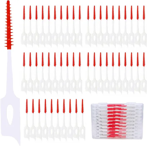 Vista 9 de 300 cepillos interdentales de doble uso de silicona suave, púas dentales desechables, púas de hilo dental de primera calidad para una limpieza
