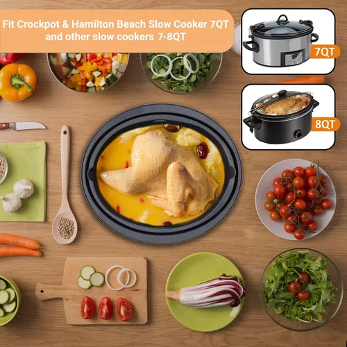 Vista 3 de Forros de Silicona Compatibles con Ollas de Cocción Lenta/Slow Cookers de 7 a 8 Cuartos, Inserto Divisor de Olla de Cocción Lenta Compatible