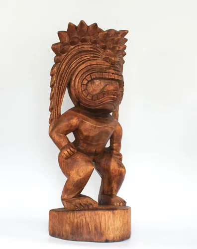 Vista 3 de G6 Collection Escultura de estatua tribal primitiva de madera extra grande de 24 pulgadas, hecha a mano, tótem de barra tiki, hecho a mano, regalo