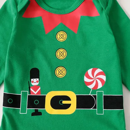 Vista 4 de Conjunto de traje de Navidad para bebé niño, traje de Navidad para bebé, conjunto de tirantes de elfo