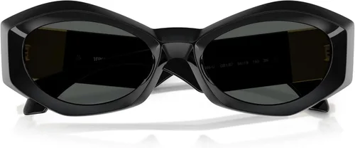 Vista 3 de Versace Gafas de sol para mujer, montura negra, lentes gris oscuro, 2.126 in