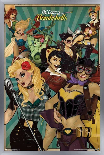 Vista 9 de Trends International DC Comics - Bombshells Wall Poster, 14.725" x 22.375", Barnwood Framed Version Versión enmarcada Barnwood