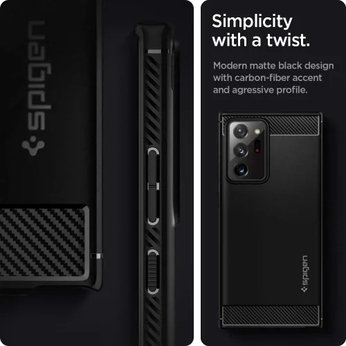 Vista 4 de Spigen Armadura Resistente Diseñada para Funda Samsung Galaxy Note 20 Ultra 5G (2020) - Negro Mate Armadura robusta