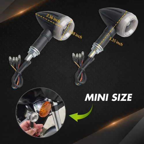 Vista 3 de NTHREEAUTO Luces intermitentes secuenciales LED para motocicleta, intermitentes universales tipo bala compatibles con Harley Honda Kawasaki Yamaha
