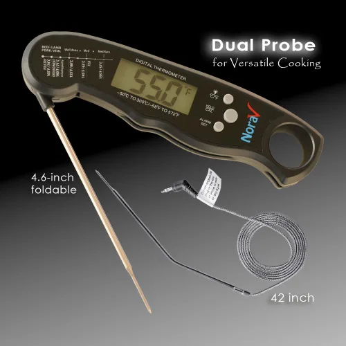 Vista 2 de NoraV Digital Dual Sonda Carne y Grill Termómetro, Pantalla LCDq (negro)