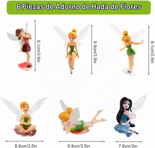 Vista 2 de 6 PCS Mini Figuras de Hadas para Jardín de Hadas, Adornos de Hadas en Miniatura de Resina, Hada Pequeña para Decoración de Pasteles de Cumpleaños