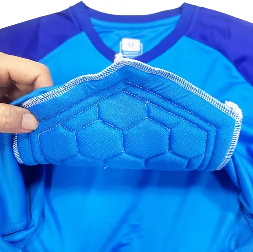 Vista 5 de Camiseta de fútbol para niños, uniformes de entrenamiento de equipo de fútbol de gladiador, portero acolchado, camiseta de manga larga