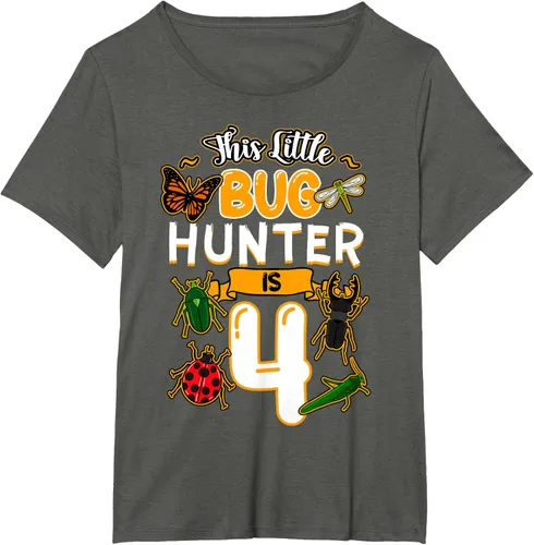 Vista 49 de Camiseta de fiesta de cumpleaños de insectos de este cazador de insectos de 4 años, Negro, S