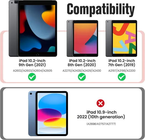 Vista 2 de MoKo Funda para iPad de 9ª generación con soporte para lápices, funda para iPad de 8ª/7ª generación de 10.2 pulgadas, protector de pantalla