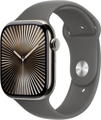 Vista 22 de Apple Watch Series 10 [GPS 42 mm] Smartwatch con caja de aluminio negro brillante y correa deportiva negra - M/L. Rastreador de fitness, aplicación