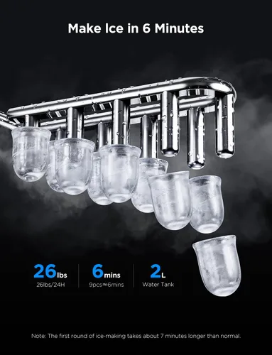 Vista 3 de GoveeLife - Máquina inteligente para hacer hielo de encimera, máquina portátil para hacer hielo con control de voz, 9 cubos de hielo en 6 minutos, 3