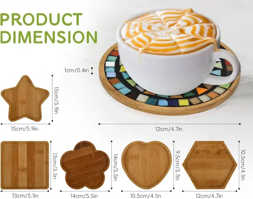 Vista 11 de Lanyani 6 bases de mosaico de madera, sustratos de varias formas para manualidades de mosaico, base de posavasos de azulejos de mosaico..