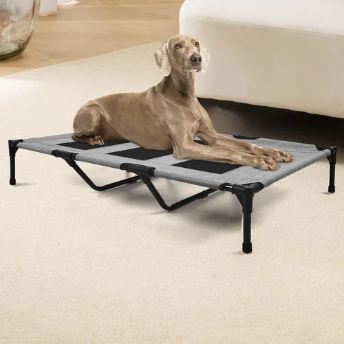 Vista 15 de Cama elevada para perros al aire libre, cuna elevada portátil con refrigeración, cama lavable para mascotas, perros pequeños, color negro