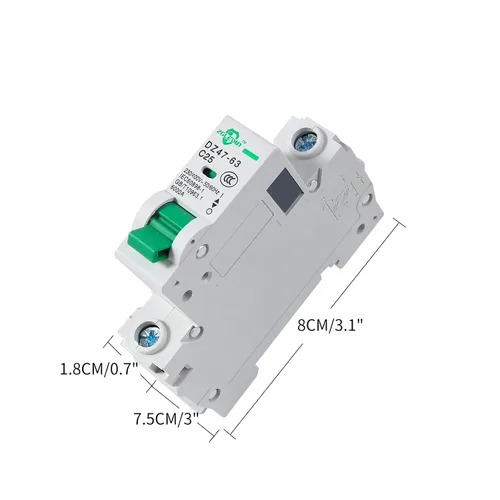 Vista 3 de Interruptor de Circuito en Miniatura AC, 1 Polo 6 Amp, 120/240VAC, Interruptor de Montaje en Riel DIN de 6kA con Desconexión Térmica Magnética