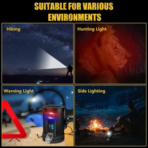 Vista 8 de Foco de 100000 Lúmenes, 6 Modos Linterna LED Recargable Como Se Ve en TV con Trípode, Filtros de Color, Luces Solares Super Brillantes